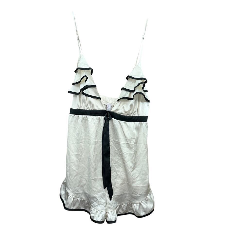Out From Under Juliette Satin Ruffle Romper Size Medium Babydoll Lounge